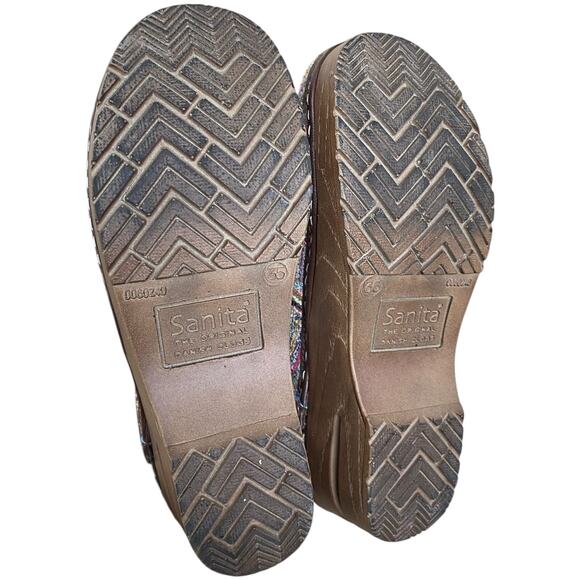 Sanita Professional Clogs EU 35 US 4 Woven Zig Zag Multicolour Work Comfort - Picture 9 of 11